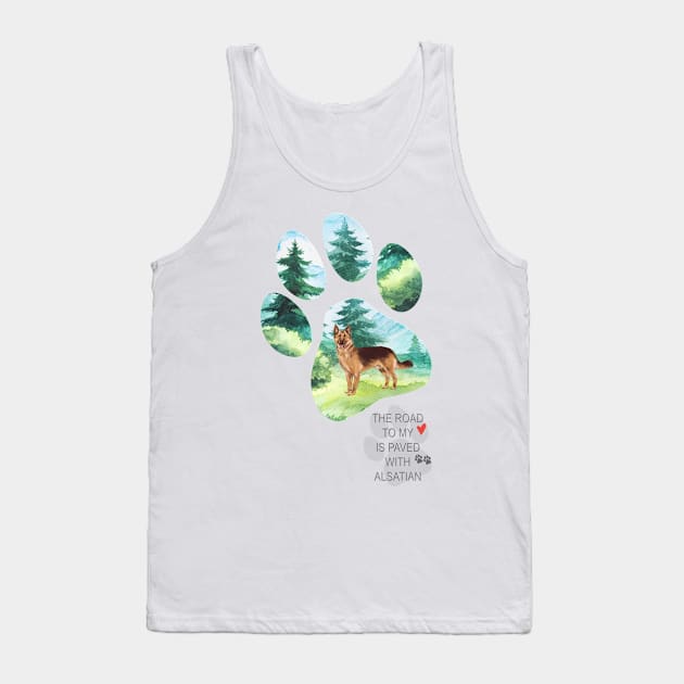 Pawprint Alsatian Tank Top by Amanda Jane